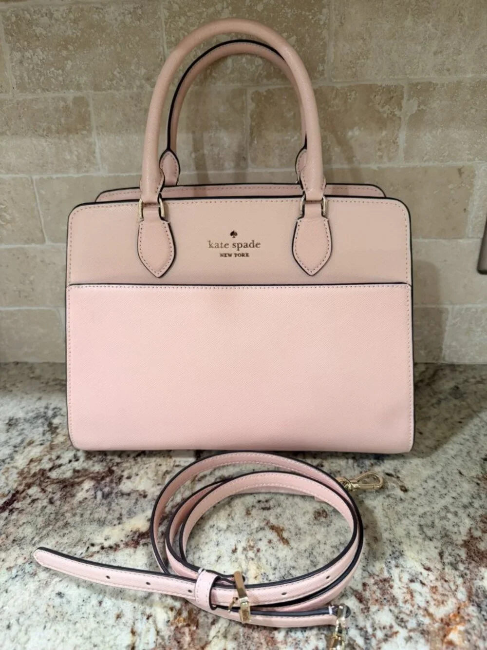 Kate Spade Madison Medium Saffiano Leather Satchel Conch Pink